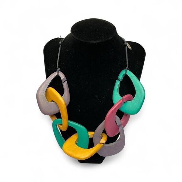 Sylca Designs Statement Necklace Tagua Adjustable Black Cord up to 20" - Picture 1 of 7